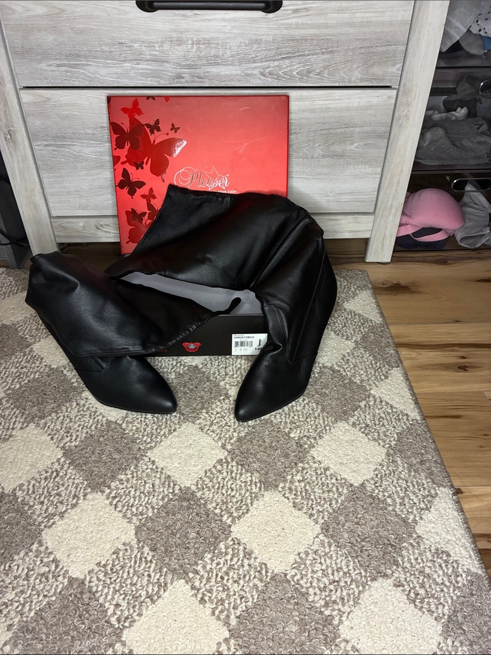 Pleaser Van Black Faux Leather Boots Stylish Over-The-Knee Boots -NWT
